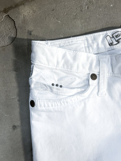 WHITE STUD WINGED DENIM