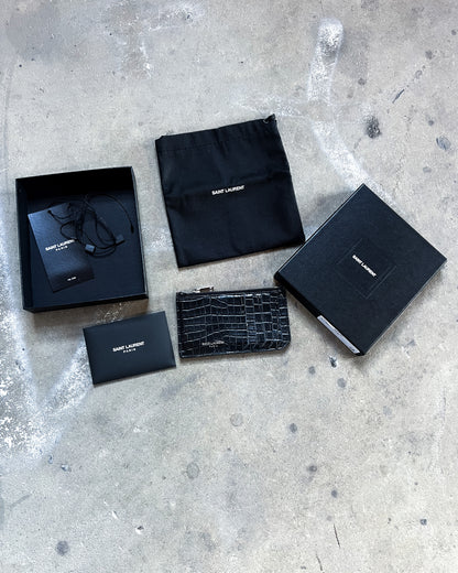 BLACK CROCODILE CARD HOLDER