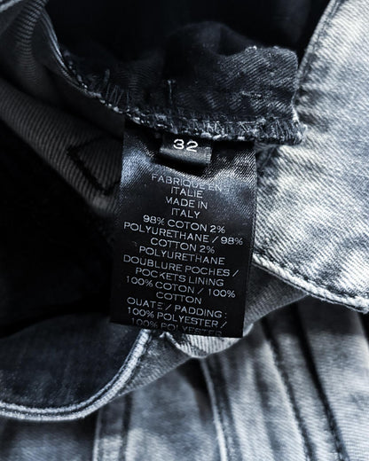 S/S14 GREY GEOMETRIC BIKER DENIM