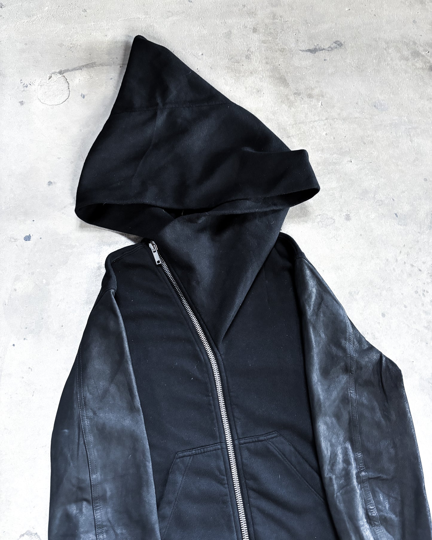F/W16 LAMBSKIN SLEEVE MOUNTAIN HOODIE