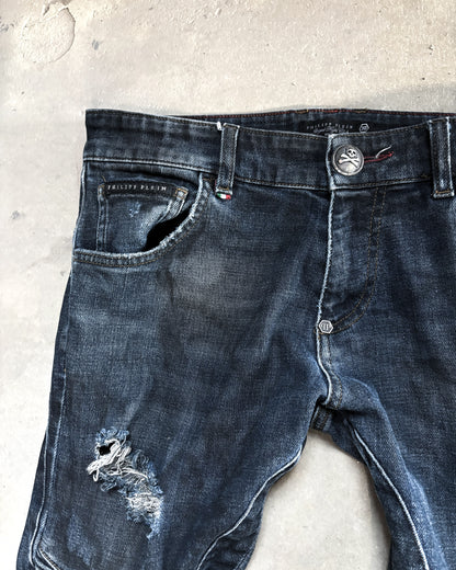 DISTRESSED BIKER DENIM