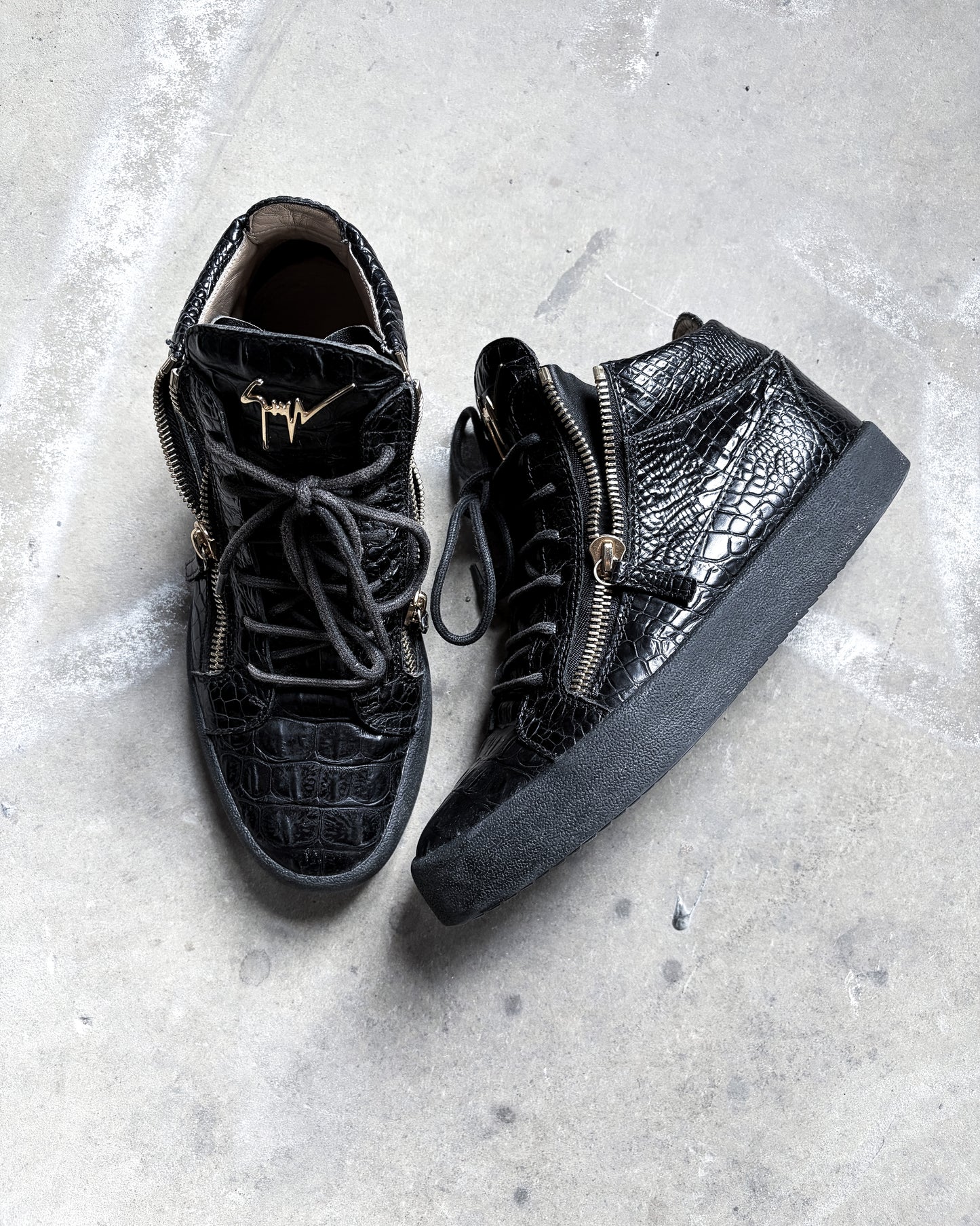 BLACK CROCODILE KRISS HIGH TOPS
