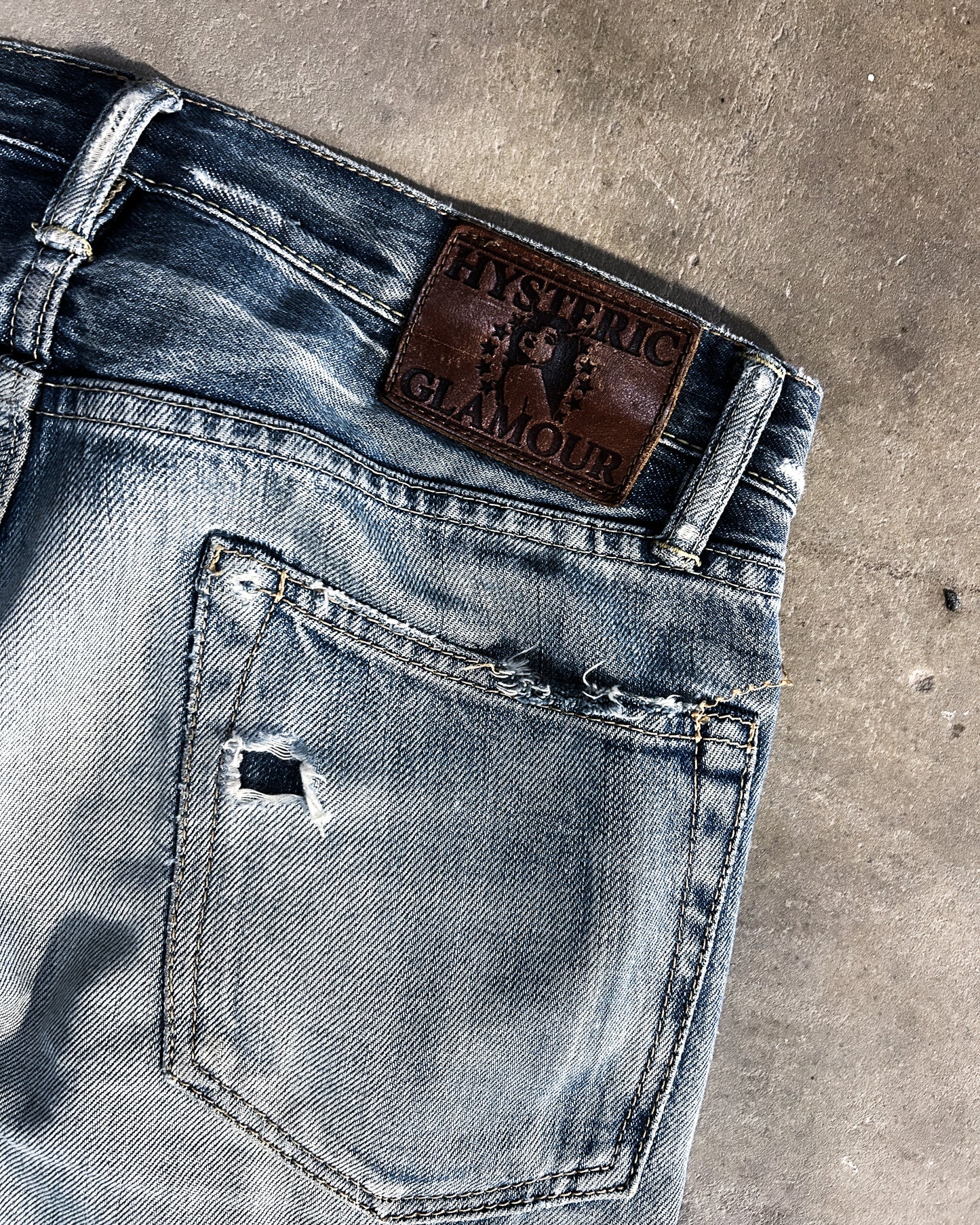 THRASHED STUDDED DENIM