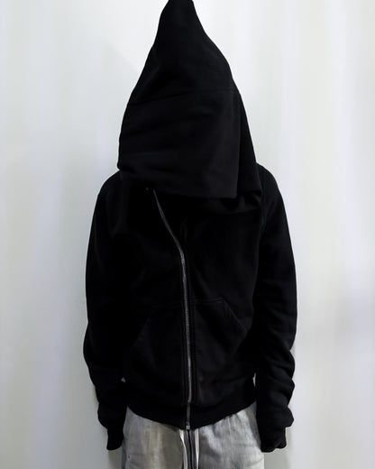 BLACK ASYMMETRICAL MOUNTAIN HOODIE