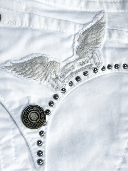 WHITE STUD WINGED DENIM