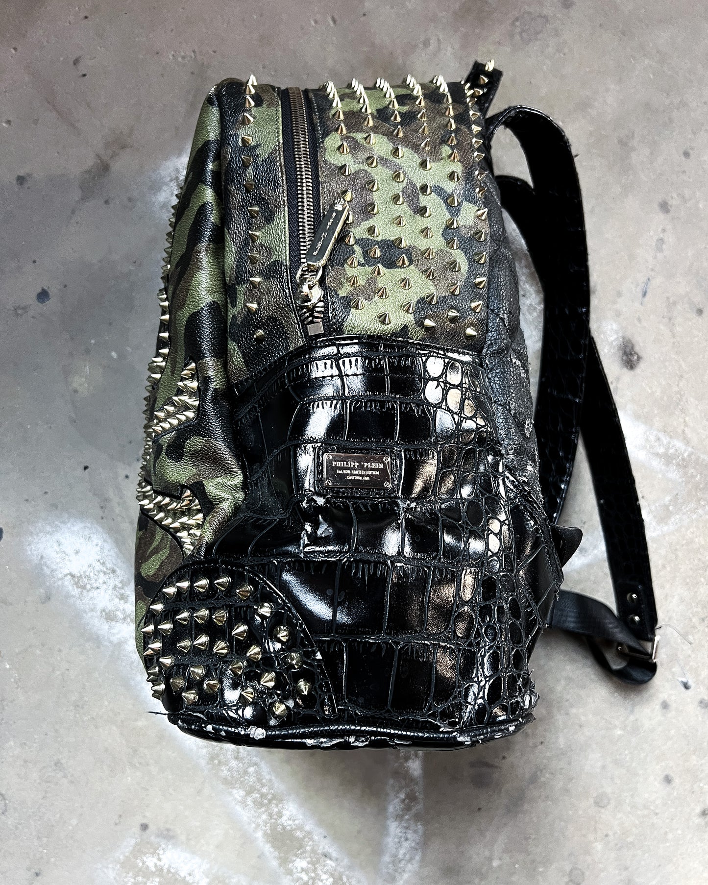 STUDDED CAMO ‘MARGIN’ BACKPACK