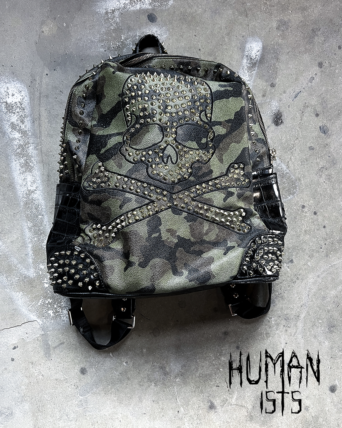 STUDDED CAMO ‘MARGIN’ BACKPACK