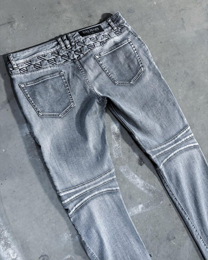 S/S14 GREY GEOMETRIC BIKER DENIM