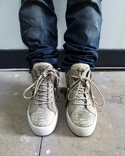 BEIGE PYTHON KRISS HIGH TOPS