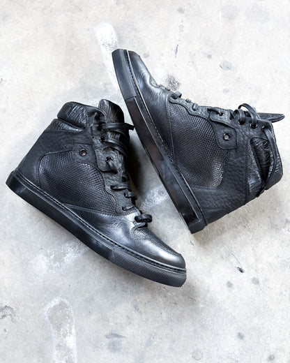 BLACK SNAKESKIN HIGH TOPS