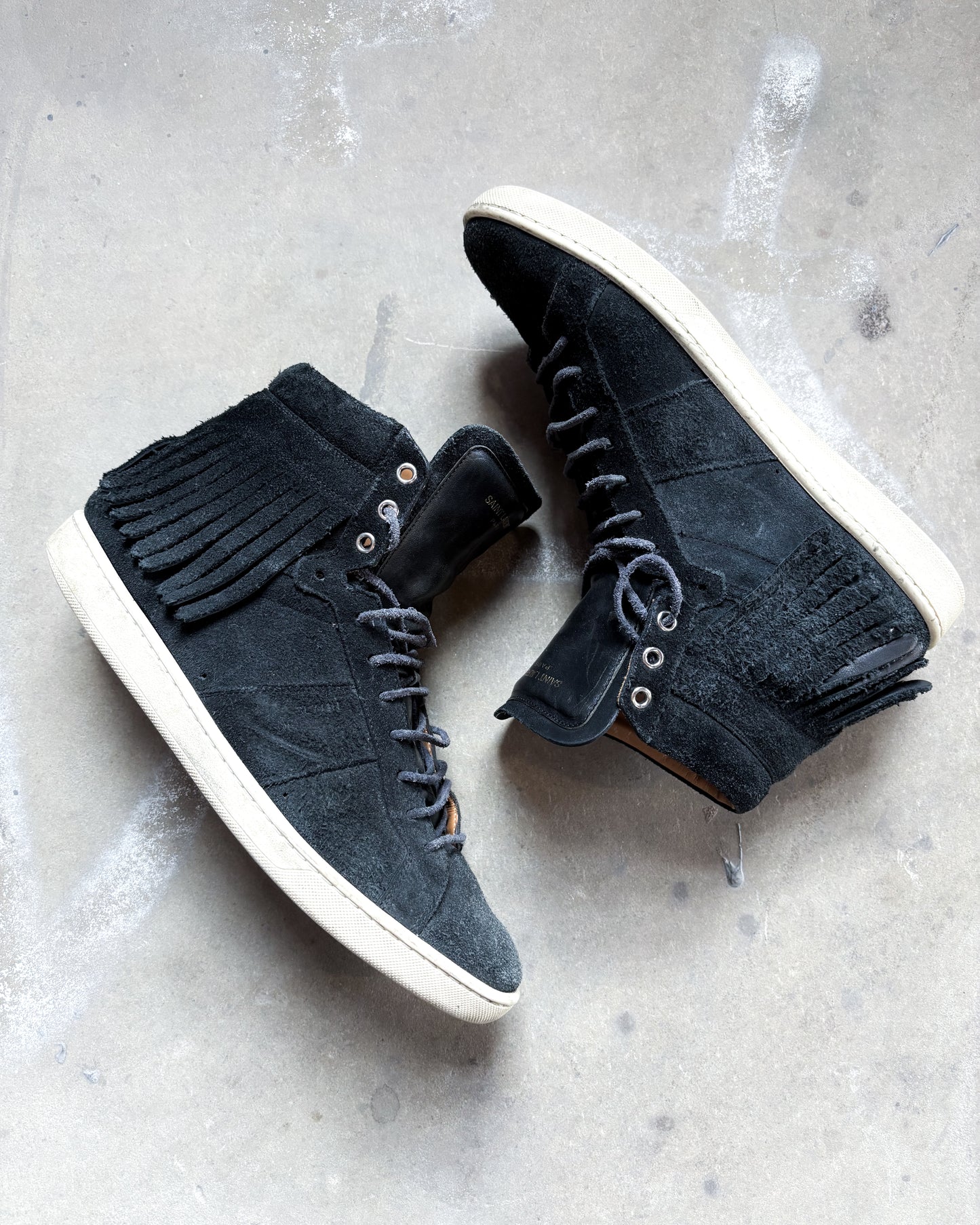 F/W15 BLACK SUEDE FRINGE HIGH TOPS