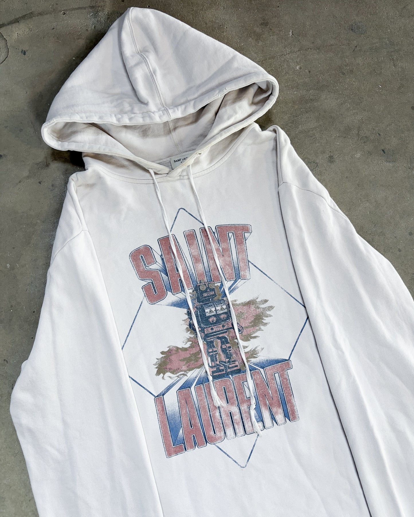 THRASHED WHITE ROBOT HOODIE