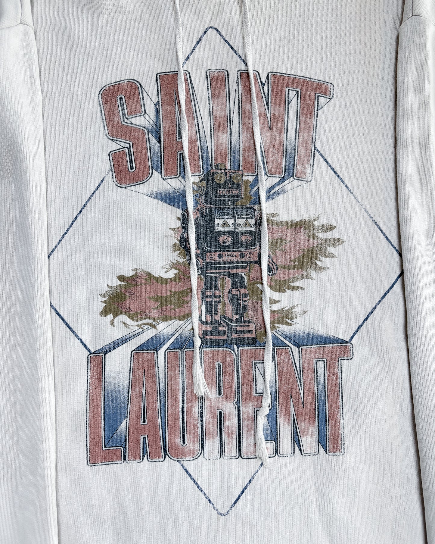 THRASHED WHITE ROBOT HOODIE