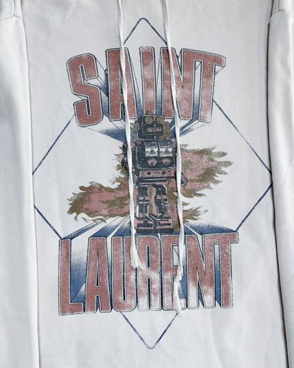 THRASHED WHITE ROBOT HOODIE