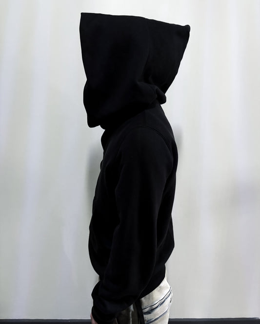 BLACK ASYMMETRICAL MOUNTAIN HOODIE
