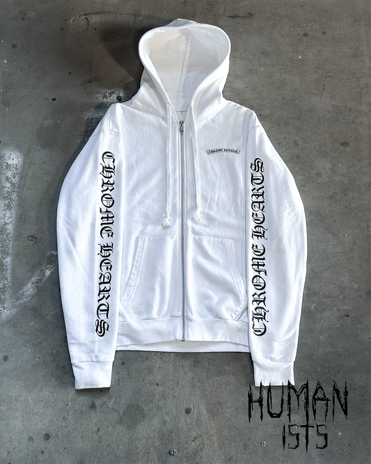 WHITE SCROLL DAGGER ZIP UP