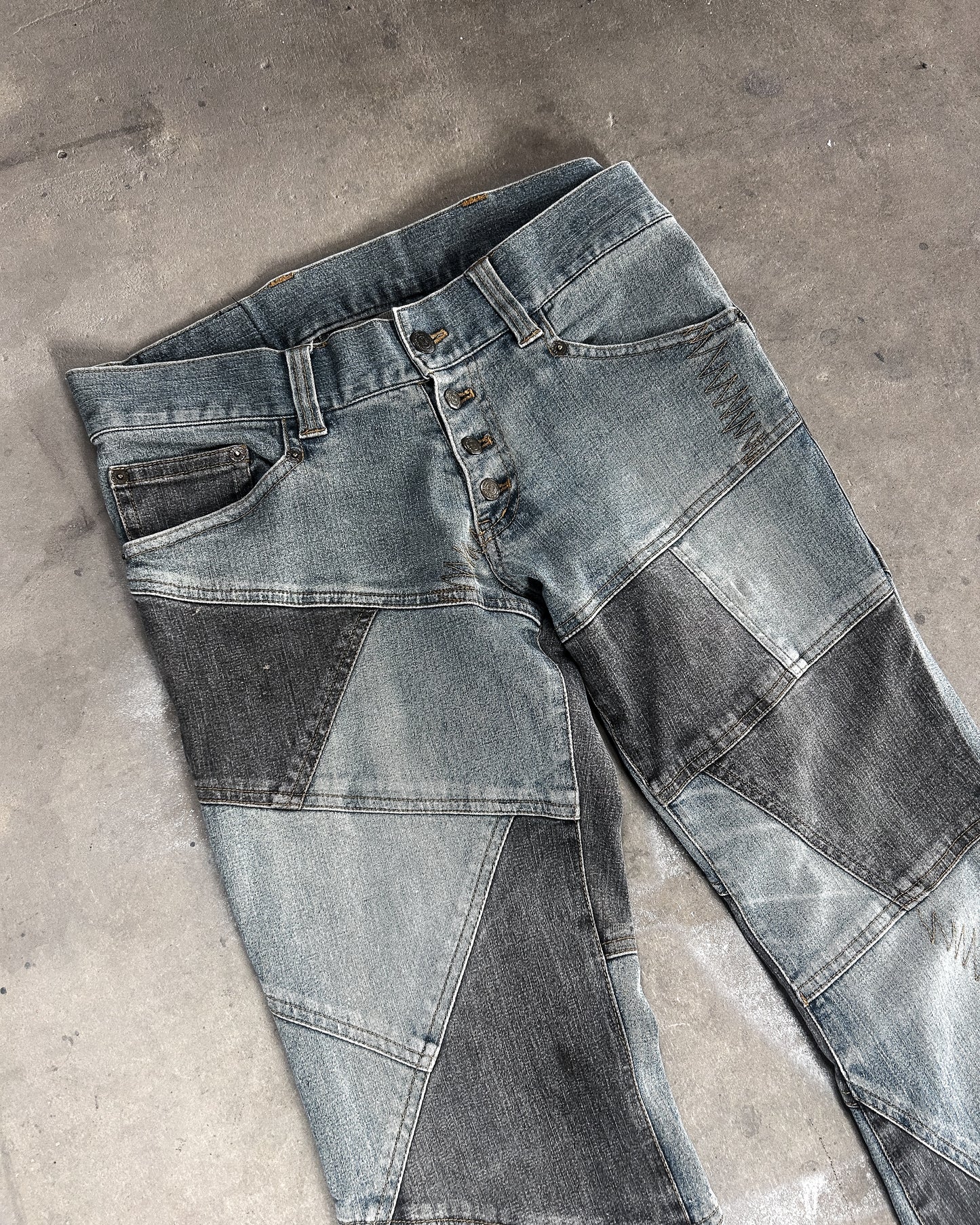 FLARED PATCHWORK DENIM