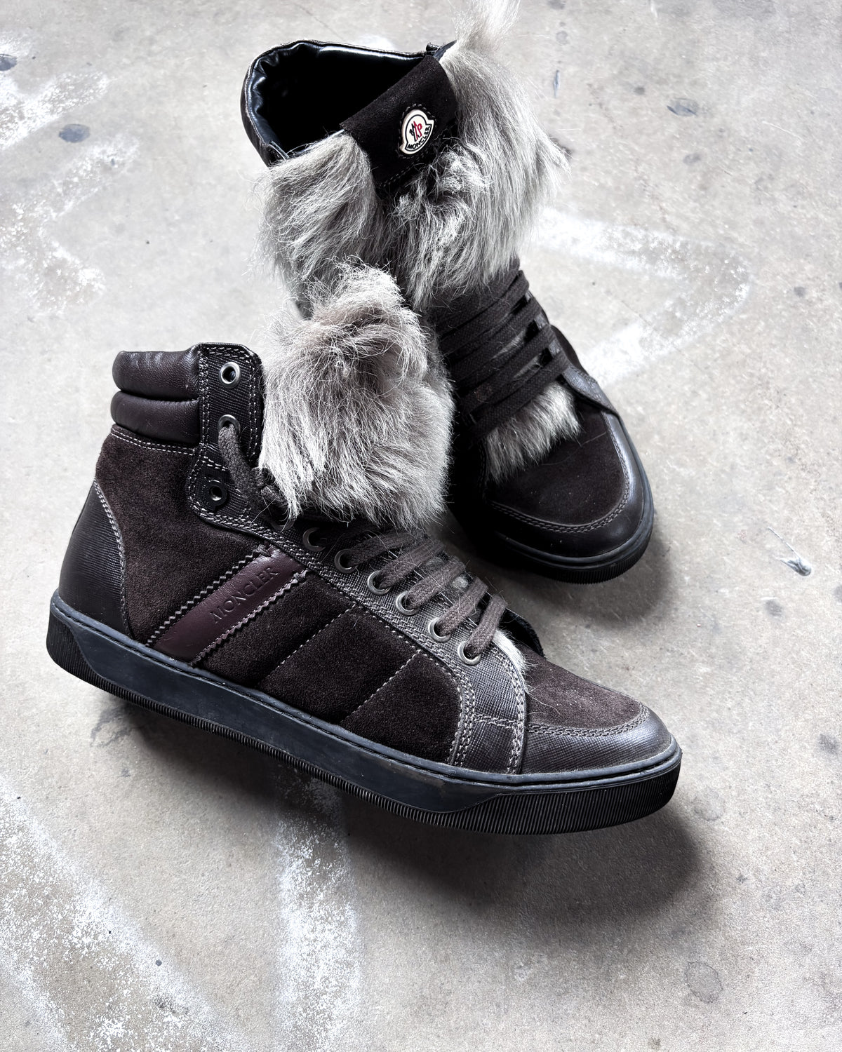 BROWN FUR HIGH TOPS