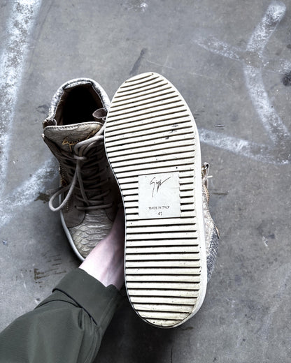 BEIGE PYTHON KRISS HIGH TOPS