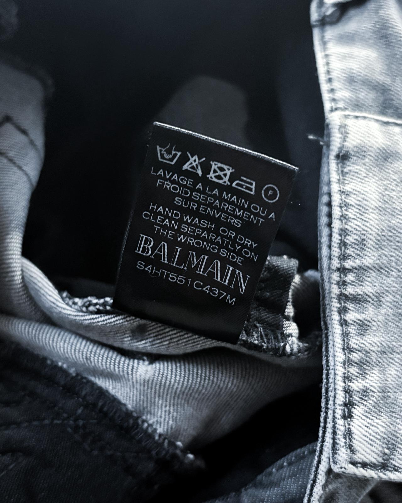 S/S14 GREY GEOMETRIC BIKER DENIM