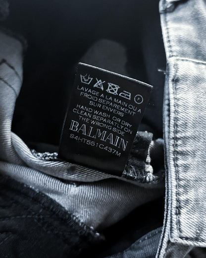 S/S14 GREY GEOMETRIC BIKER DENIM