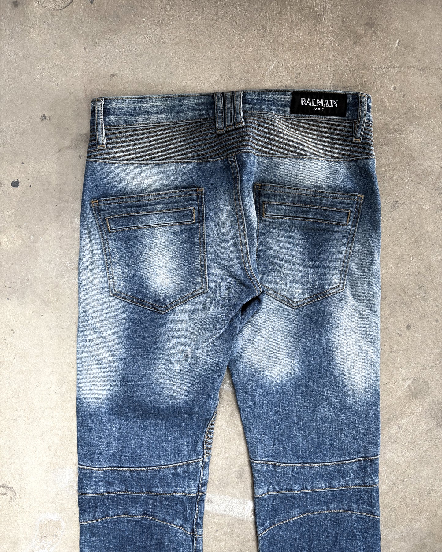 A/W14 BLUE DISTRESSED BIKER DENIM