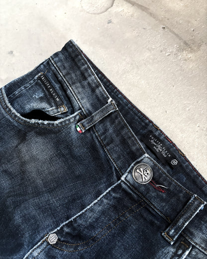 DISTRESSED BIKER DENIM
