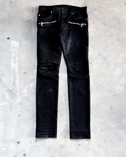 S/S18 WAXED BLACK BIKER DENIM