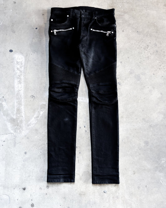 S/S18 WAXED BLACK BIKER DENIM