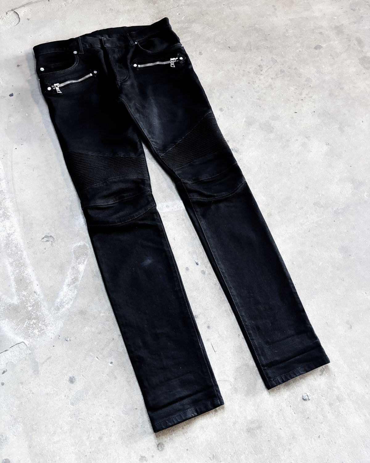 S/S18 WAXED BLACK BIKER DENIM