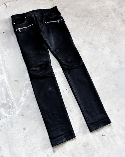 S/S18 WAXED BLACK BIKER DENIM