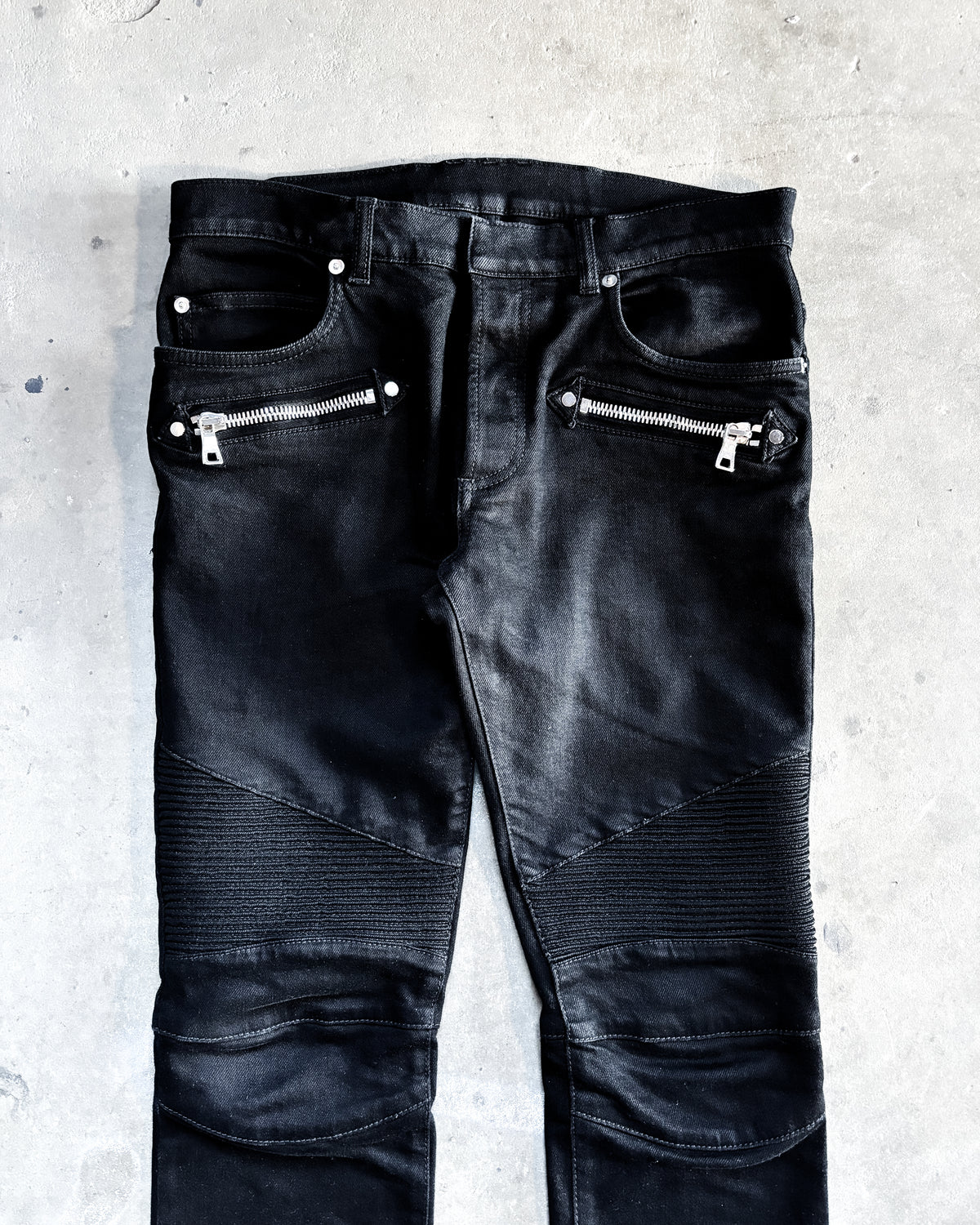 S/S18 WAXED BLACK BIKER DENIM