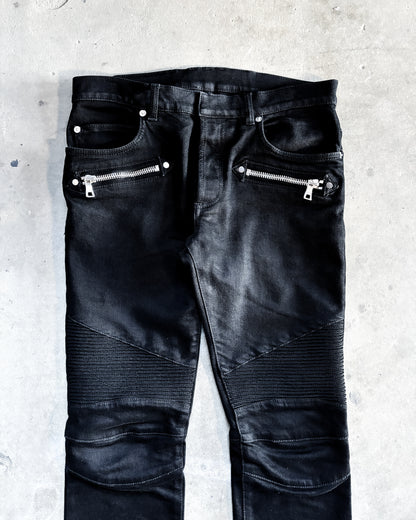 S/S18 WAXED BLACK BIKER DENIM