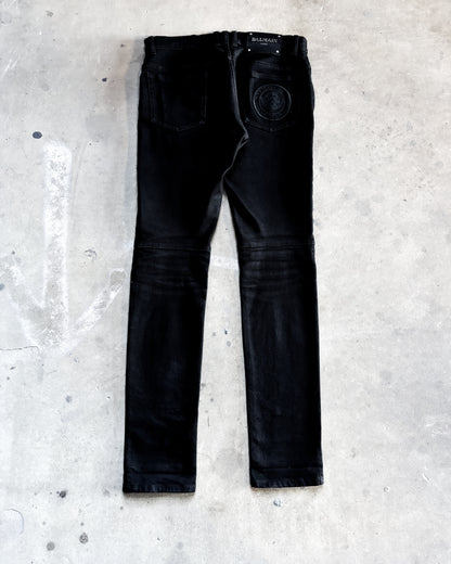 S/S18 WAXED BLACK BIKER DENIM