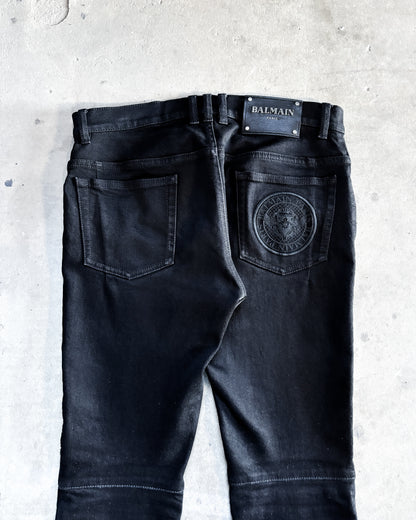 S/S18 WAXED BLACK BIKER DENIM