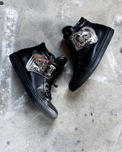 SILVER PLAQUE HIGH TOP SNEAKERS