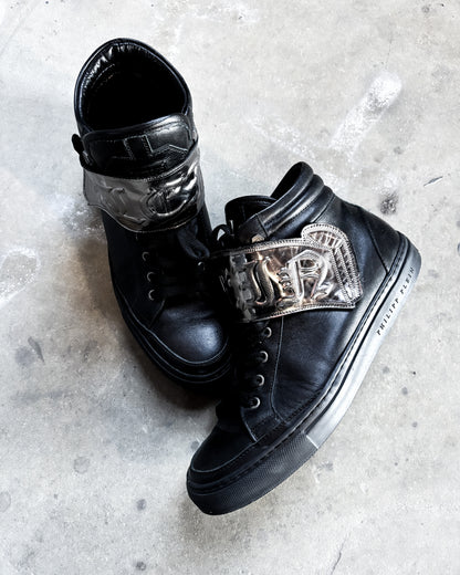 SILVER PLAQUE HIGH TOP SNEAKERS