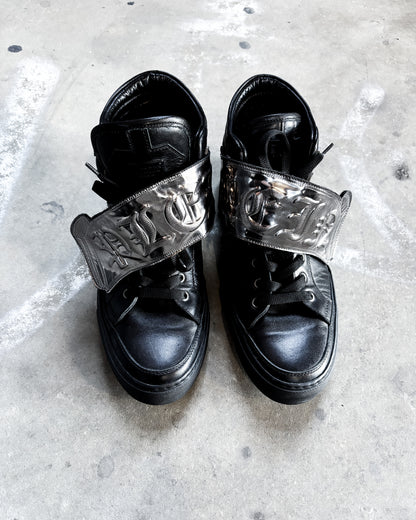 SILVER PLAQUE HIGH TOP SNEAKERS