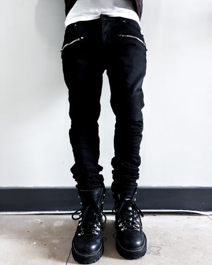 S/S18 WAXED BLACK BIKER DENIM