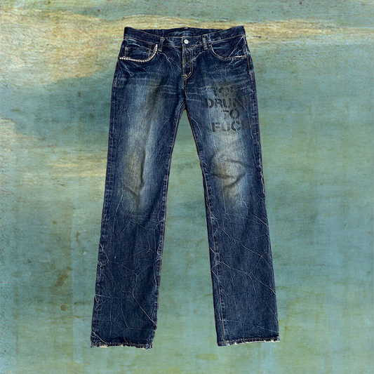 HYSTERIC GLAMOUR ‘TOO DRUNK TO FUCK’ DENIM