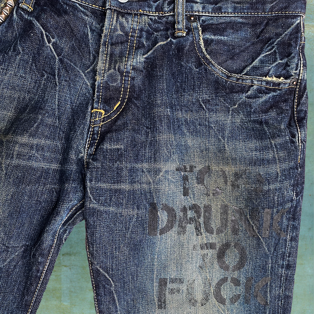 HYSTERIC GLAMOUR ‘TOO DRUNK TO FUCK’ DENIM