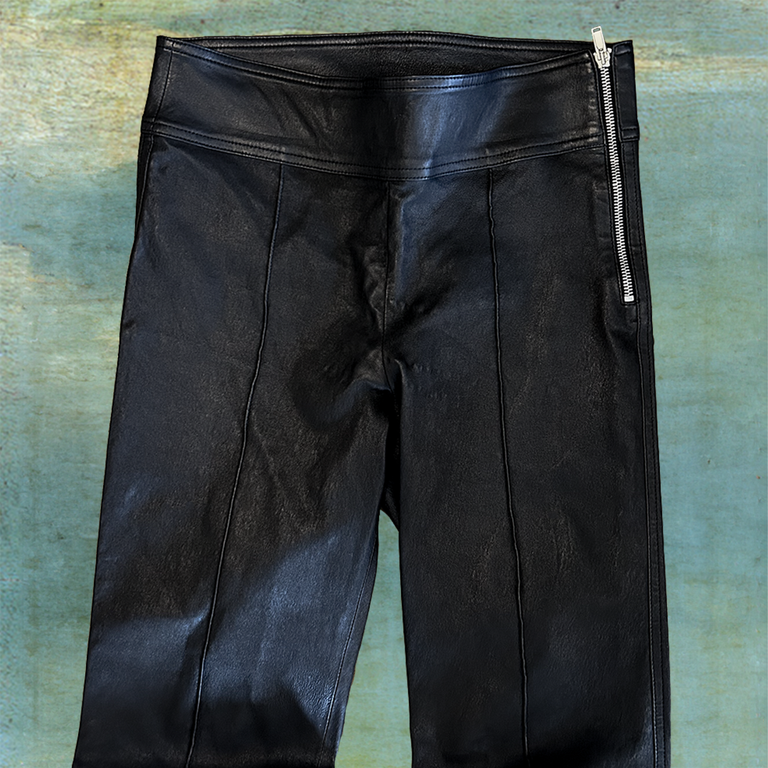 HELMUT LANG LAMB LEATHER FLARE PANTS