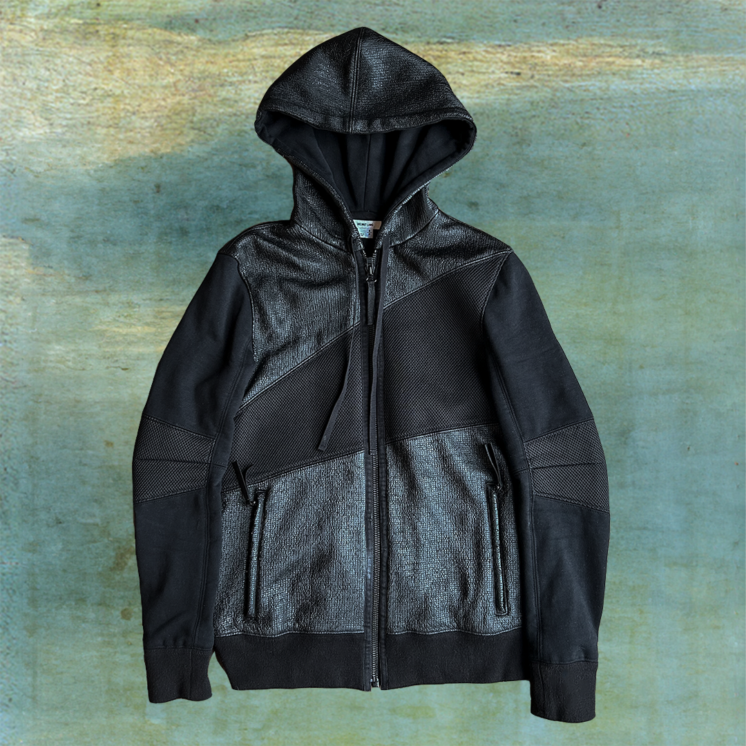 HELMUT LANG SNAKESKIN BLACK ZIP UP HOODIE