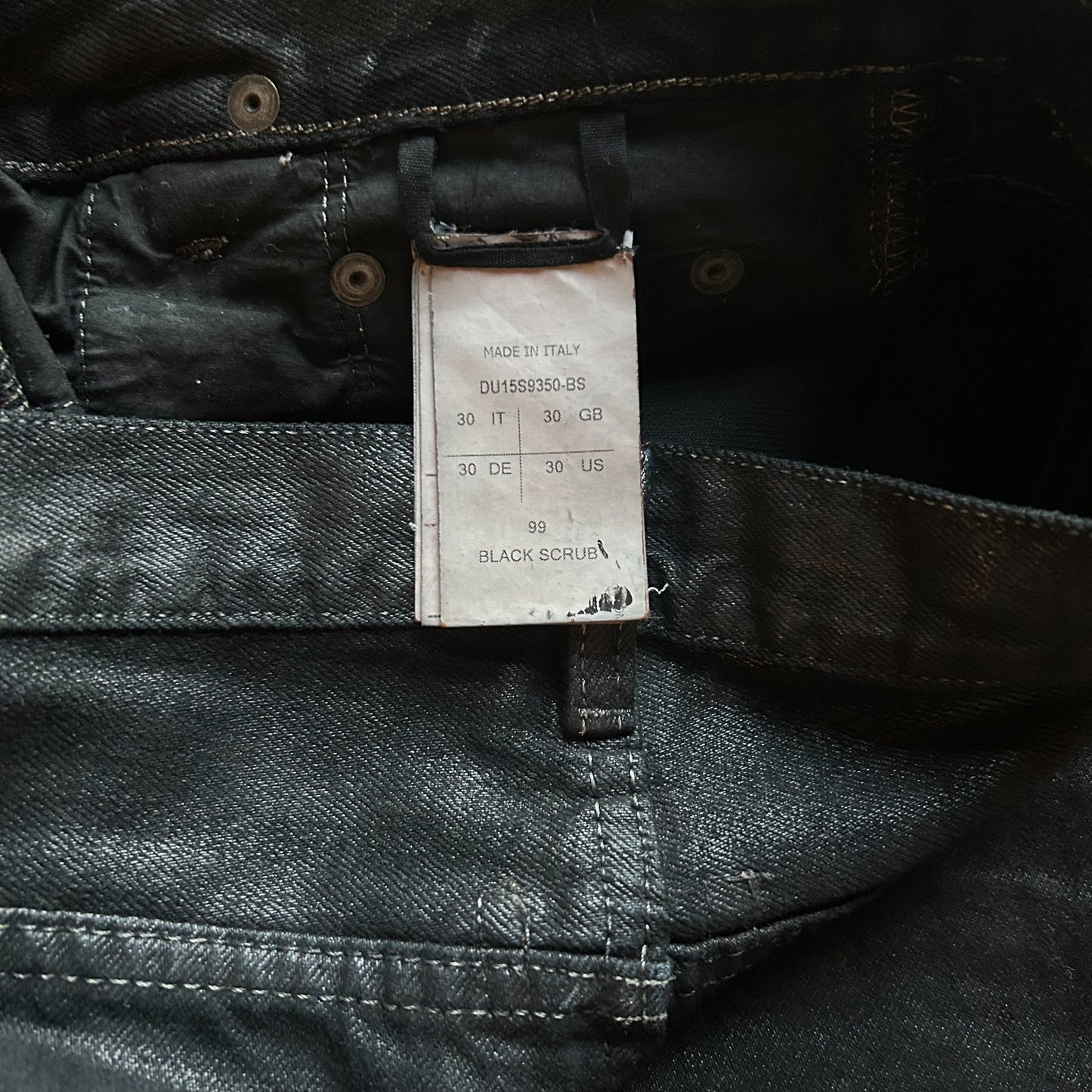 RICK OWENS DRKSHDW DETROIT CUT WAXED ‘BLACK SCRUB’ DENIM