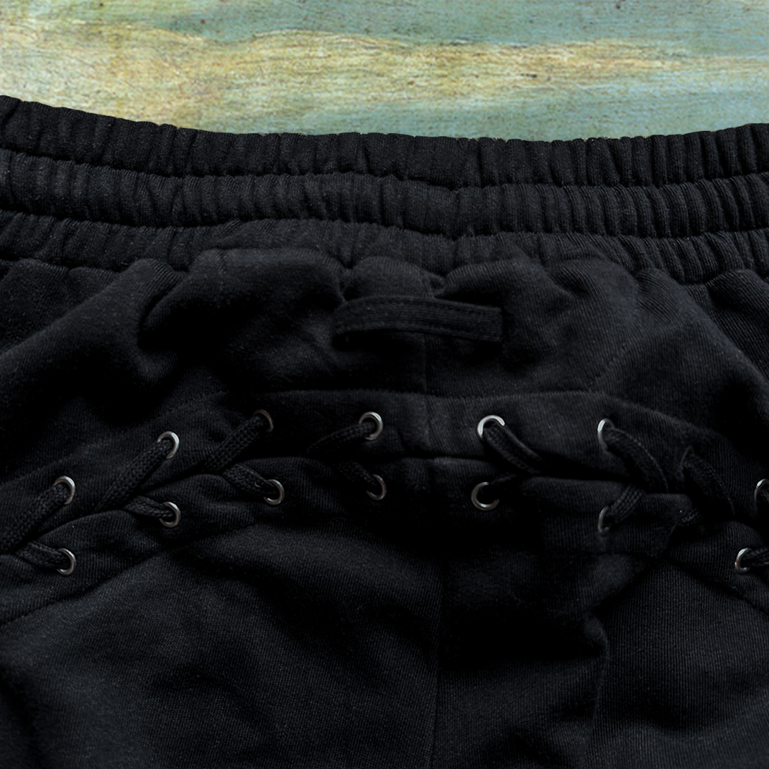 JEAN PAUL GAULTIER BLACK OVERSIZED LACED JOGGER