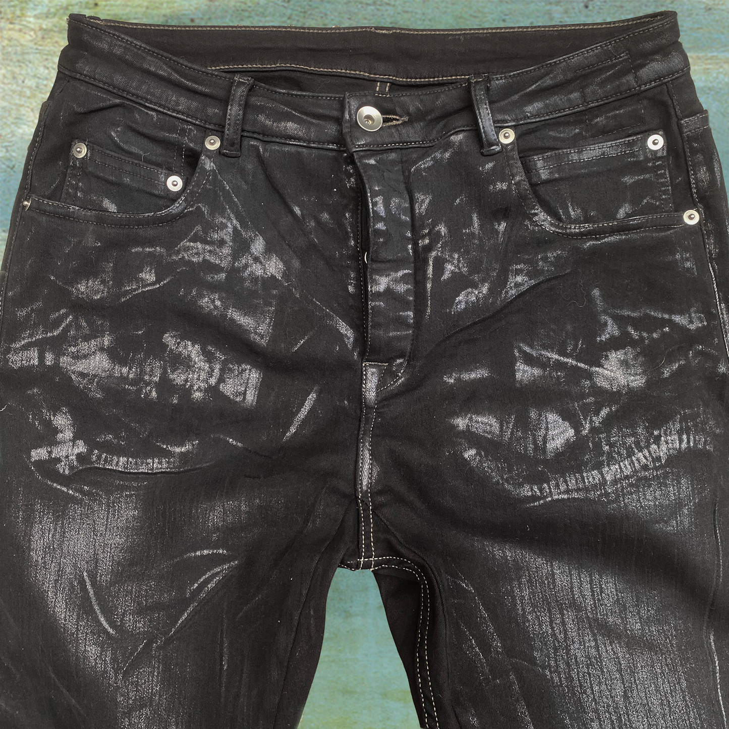 RICK OWENS LIDO WAXED DETROIT DENIM