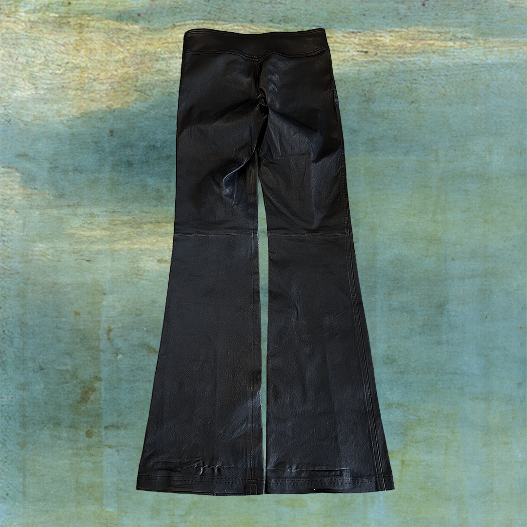 HELMUT LANG LAMB LEATHER FLARE PANTS