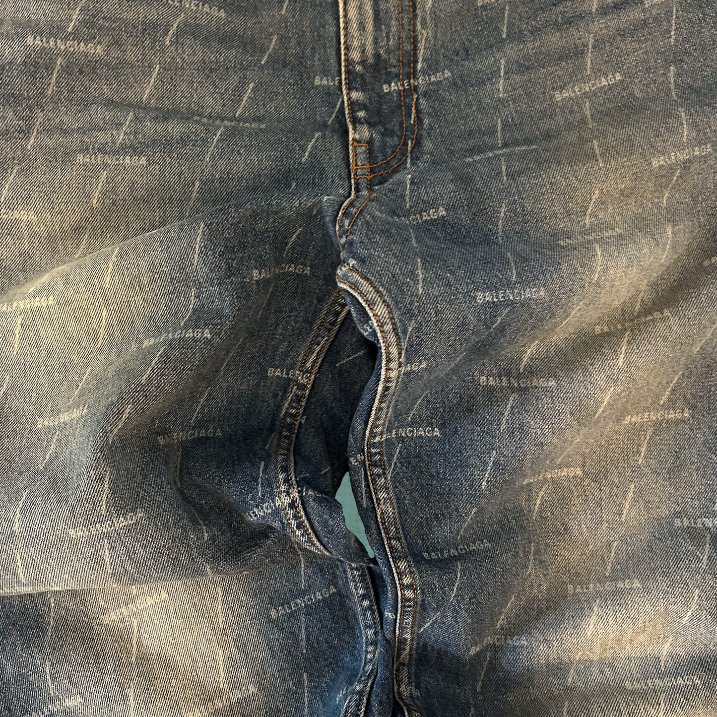 BALENCIAGA MONOGRAM PRINT DENIM