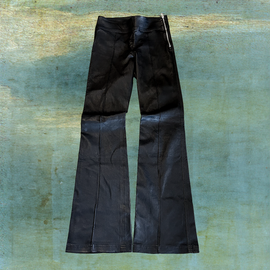 HELMUT LANG LAMB LEATHER FLARE PANTS