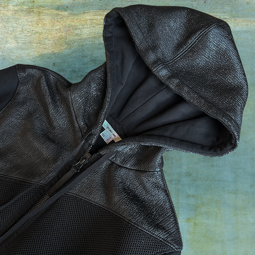 HELMUT LANG SNAKESKIN BLACK ZIP UP HOODIE